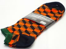 どでかいサイズの靴下 チェック 3032-005 GY 上島産業オレンジ