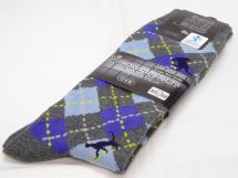 どでかいサイズの靴下 アーガイルねこ 3032-009 GY 上島産業