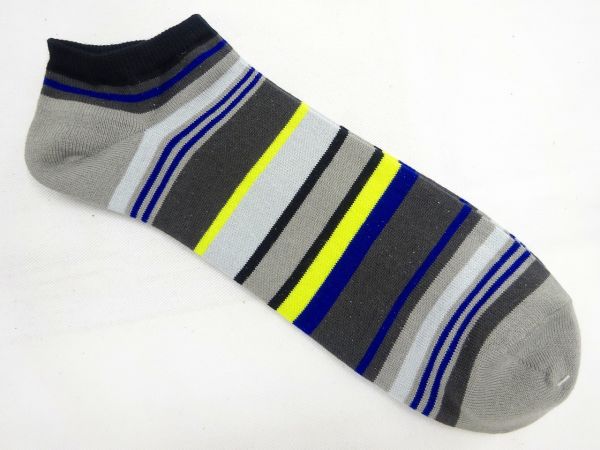 どでかいサイズの靴下 マルチボーダー 3032-006 GY/CK 上島産業