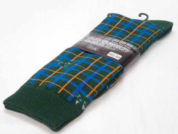 どでかいサイズの靴下 チェックねこ 3032-008 GR 上島産業