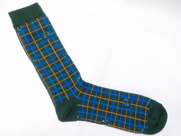 どでかいサイズの靴下 チェックねこ 3032-008 GR 上島産業