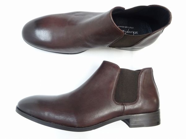 whoop-de-doo フープディドゥ シープレザーサイドゴアブーツ 20330223K DB